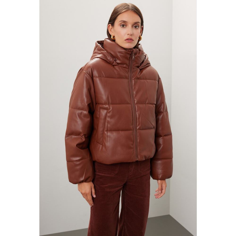 OOF Faux Leather Puffer Jacket